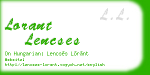 lorant lencses business card