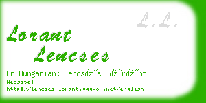 lorant lencses business card